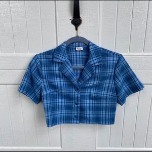brandy melville blue plaid vivian top